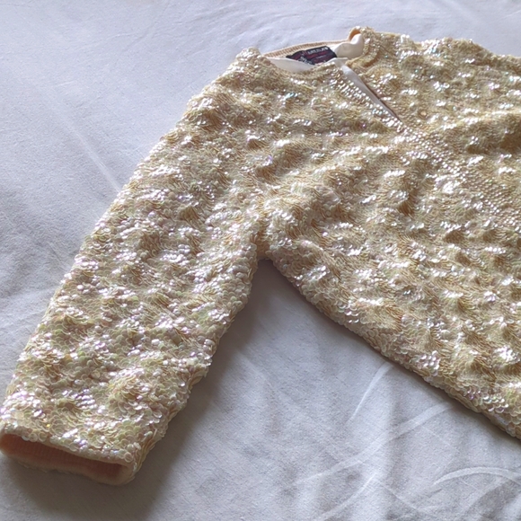 Vintage Cream Sequin Bomber Jacket, Boutique - Picture 2 of 4